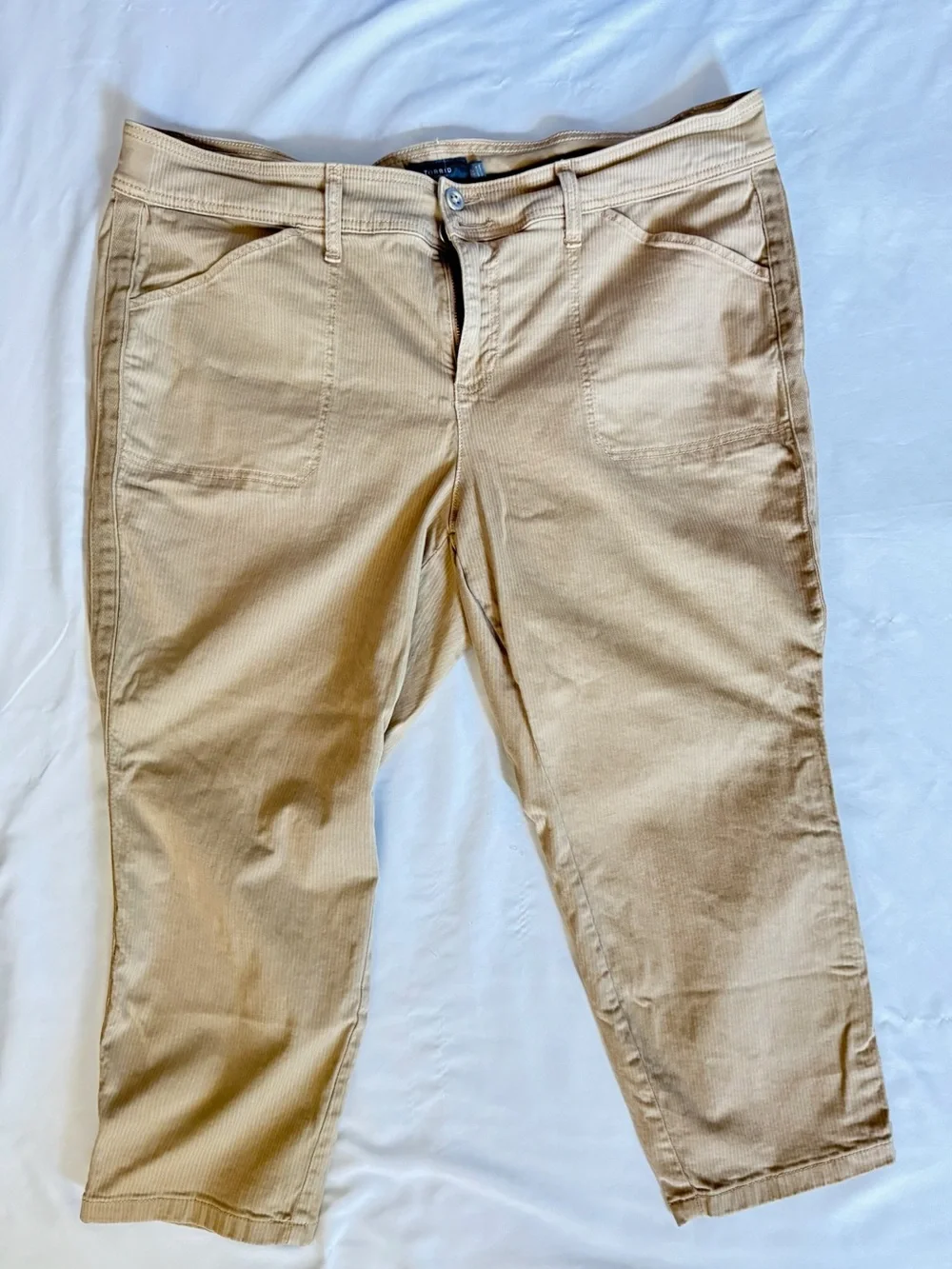 torrid Beige Cropped Corduroy Jeans
